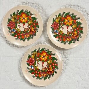 x3 Dia Pacheco Target Christmas Wreath Appetizer Plate 8.5” NWT Evergreen Yellow